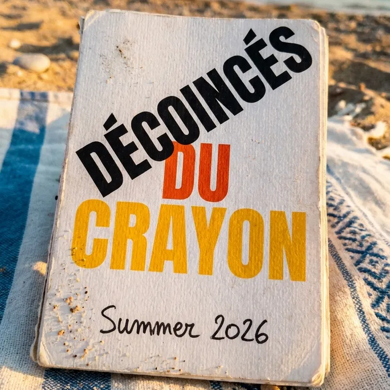 Le carnet Décoincés du crayon « Summer 2026 », posé sur une serviette de plage