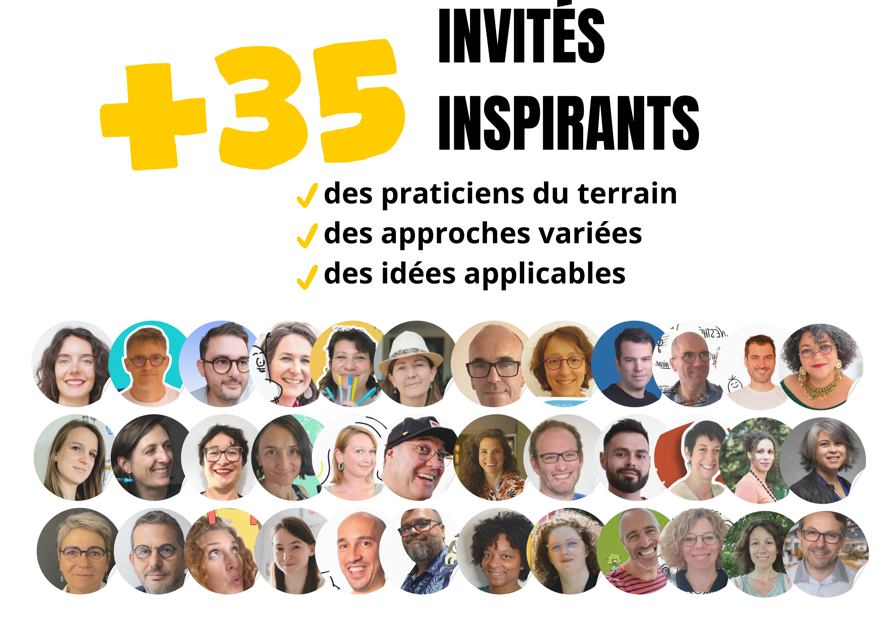 Mosaïque des 60+ experts intervenus lors des éditions passées du sommet